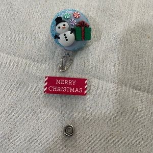 Christmas snowman Retractable Name Badge Reel ID
Holder